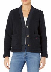 Tommy Hilfiger Women's Button Up Sharpa Long Sleeve Jacket