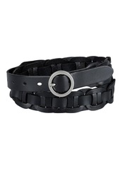Tommy Hilfiger Women's Woven Leather Linked Casual Belt - Black