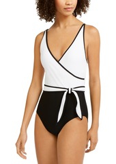 Tommy Hilfiger Wrap-Front Belted One-Piece Swimsuit Women's Swimsuit