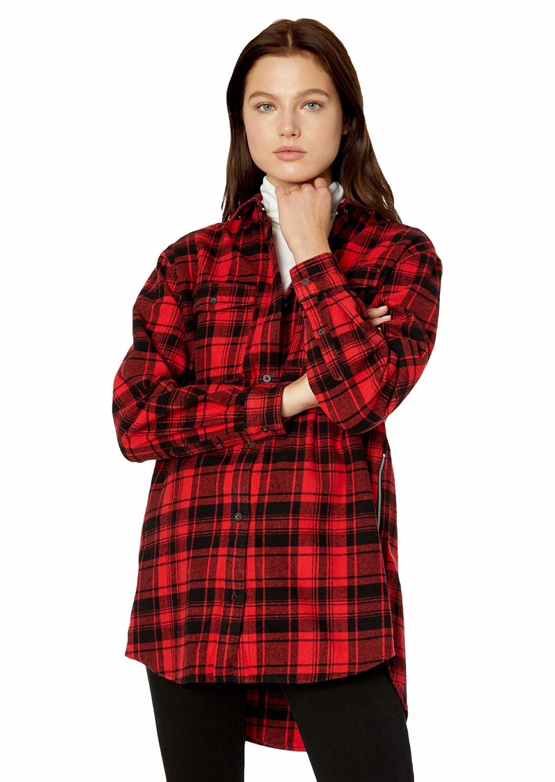 Tommy Jeans Women's Plaid Shirt Flannel Boyfriend Fit Dark red Check