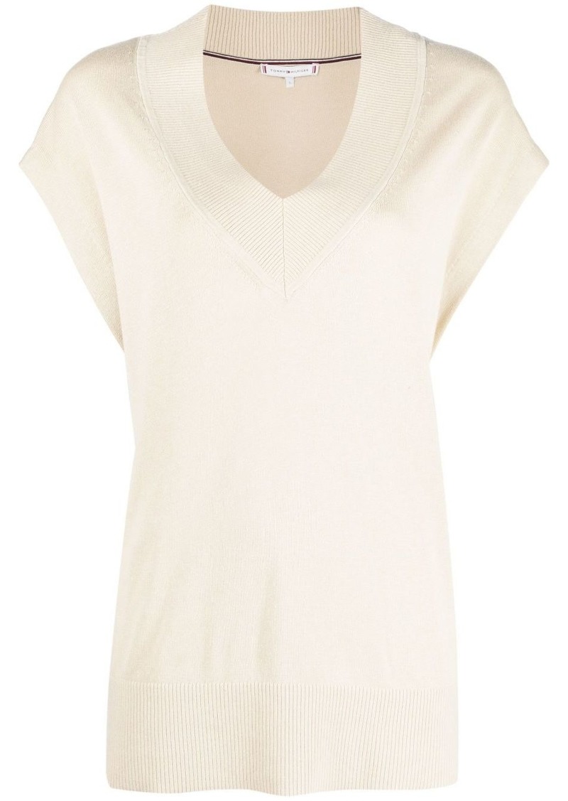 Tommy Hilfiger V-neck cotton-lyocell blend top