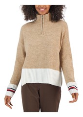 Tommy Hilfiger Womens Half-Zip Colorblock Mock Turtleneck Sweater