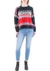 Tommy Hilfiger Womens Printed Ribbed Trim Pullover Sweater