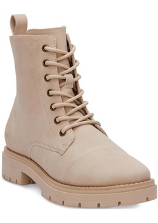 TOMS Shoes Alaya Womens Faux Leather Ankle Combat & Lace-up Boots