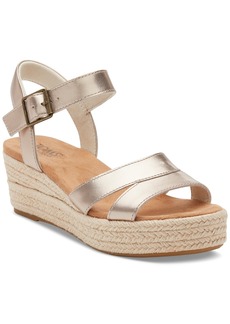 TOMS Shoes Toms Women's Audrey Espadrille Wedge Platform Sandals - Light Gold Metallic Leather