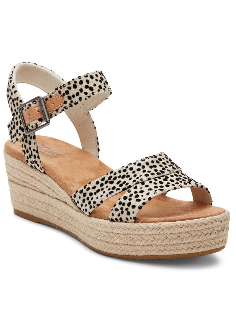 TOMS Shoes Toms Women's Audrey Espadrille Wedge Platform Sandals - Fog Flocked Mini Cheetah Canvas