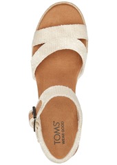 TOMS Shoes Toms Women's Audrey Espadrille Wedge Platform Sandals - Natural Undyed Metallic Linen Stripe