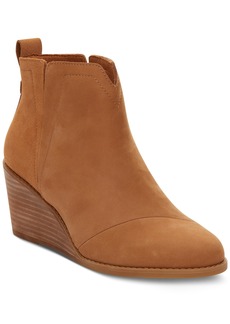 TOMS Shoes Toms Women's Clare Slip On Wedge Booties - Tan Leather Suede
