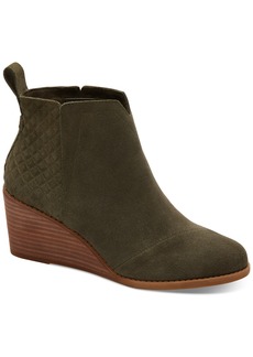 TOMS Shoes Toms Women's Clare Slip On Wedge Booties - Olive Suede