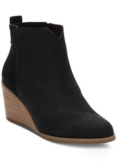 TOMS Shoes Toms Women's Clare Slip On Wedge Booties - Black Leather Suede
