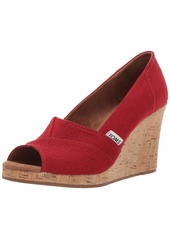 TOMS Shoes TOMS Women's Classic Espadrille Wedge Sandal red Crosshatch Jacquard