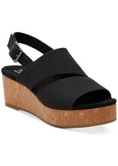 TOMS Shoes Toms Women's Claudine Slingback Cork Wedge Platform Sandals - Black Melange Woven