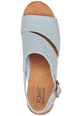 TOMS Shoes Toms Women's Claudine Slingback Cork Wedge Platform Sandals - Pastel Blue Washed Denim