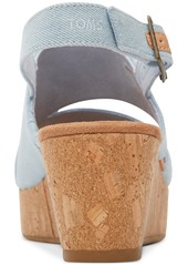 TOMS Shoes Toms Women's Claudine Slingback Cork Wedge Platform Sandals - Pastel Blue Washed Denim