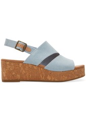 TOMS Shoes Toms Women's Claudine Slingback Cork Wedge Platform Sandals - Pastel Blue Washed Denim