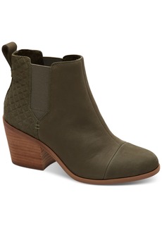 TOMS Shoes Toms Women's Everly Block-Heel Booties - Olive Suede/Embossed Waffle
