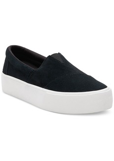 TOMS Shoes Toms Women's Fenix Canvas Slip On Platform Sneakers - Black Suede