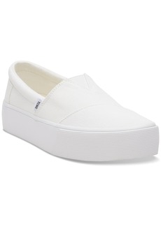 TOMS Shoes Toms Women's Fenix Canvas Slip On Platform Sneakers - White Washed Canvas