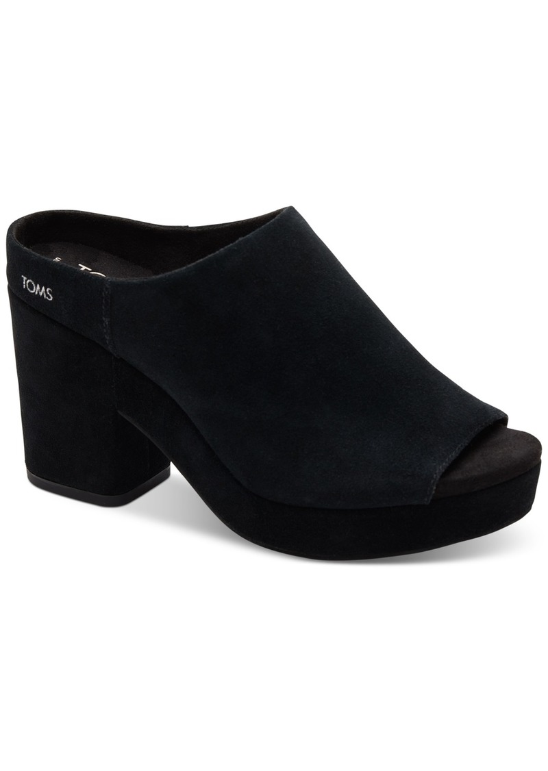 TOMS Shoes Toms Women's Florence Slip-On Peep Toe Platform Sandals - Black Suede