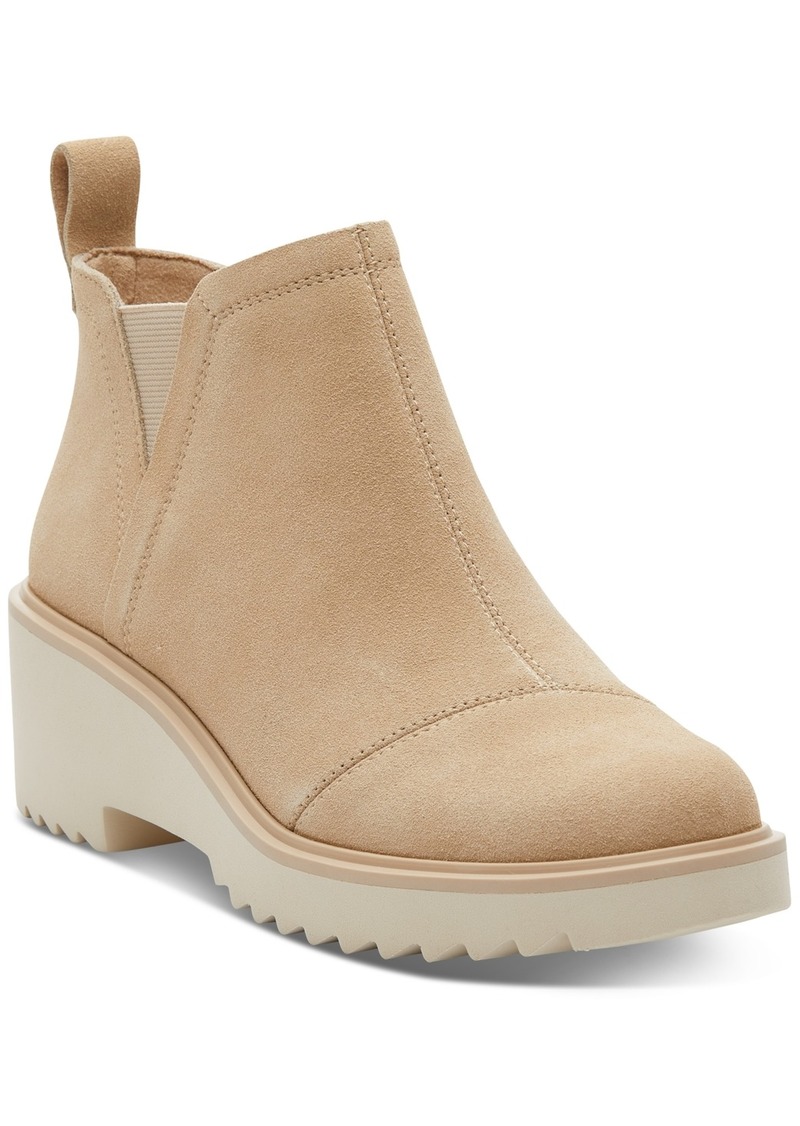 TOMS Shoes Toms Women's Maude Round Toe Lug Sole Wedge Booties - Oatmeal Suede