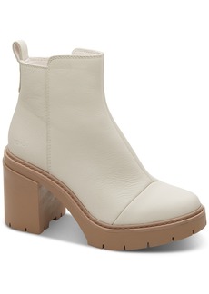 TOMS Shoes Toms Women's Rya Lug Sole Block Heel Platform Booties - Light Sand Leather