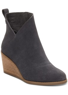 TOMS Shoes Toms Women's Sutton Asymmetrical Cutout Wedge Booties - Forged Iron Suede