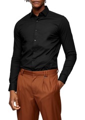 Topman Smart Stretch Button-Up Shirt in Black at Nordstrom