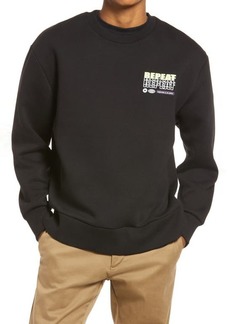 Topman Crewneck Repeat Print Cotton Blend Graphic Sweatshirt in Black at Nordstrom