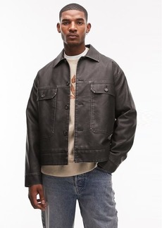 Topman Distressed Faux Leather Shacket