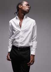 Topman Embroidered Button-Up Shirt in White at Nordstrom Rack