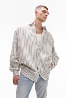 Topman Extreme Oversize Stripe Button-Up Shirt