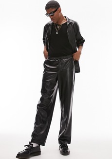 Topman Faux Leather Pants in Black at Nordstrom Rack