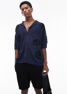 Topman Floral Button-Up Cardigan Shirt