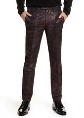 Topman Gascon Skinny Fit Metallic Jacquard Pants in Purple at Nordstrom