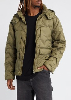 Topman Hooded Heat Press Chevron Quilted Puffer Jacket