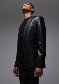 Topman Oversize Faux Leather Blazer