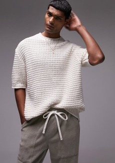 Topman Oversize Textured Cotton Knit T-Shirt
