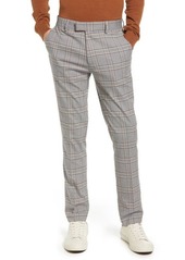 Topman Skinny Fit Glen Plaid Flat Front Pants in Grey Multi at Nordstrom