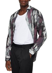 Topman Slim Fit Abstract Paint Print Button-Up Shirt in Purple at Nordstrom