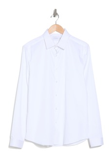 Topman Slim Fit Sateen Button-Up Shirt in White at Nordstrom Rack