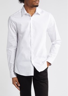 Topman Solid White Stretch Button-Up Shirt at Nordstrom