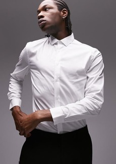 Topman Stretch Form Flow White Button-Up Shirt at Nordstrom