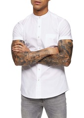 Topman Stretch Skinny Oxford Short Sleeve Button-Up Shirt
