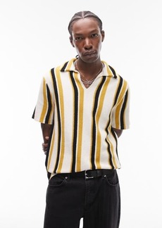 Topman Stripe Johnny Collar Shirt