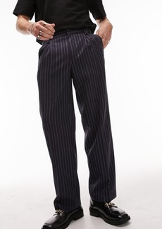 Topman Stripe Wide Leg Suit Pants
