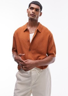 Topman Textured Button-Up Cardigan Shirt