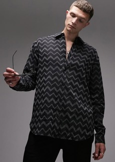 Topman Zigzag Cotton Button-Up Shirt