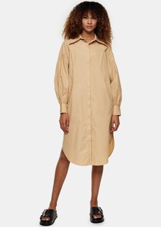 Clothing /Dresses /Camel Oversized Midi Shirt Dress 