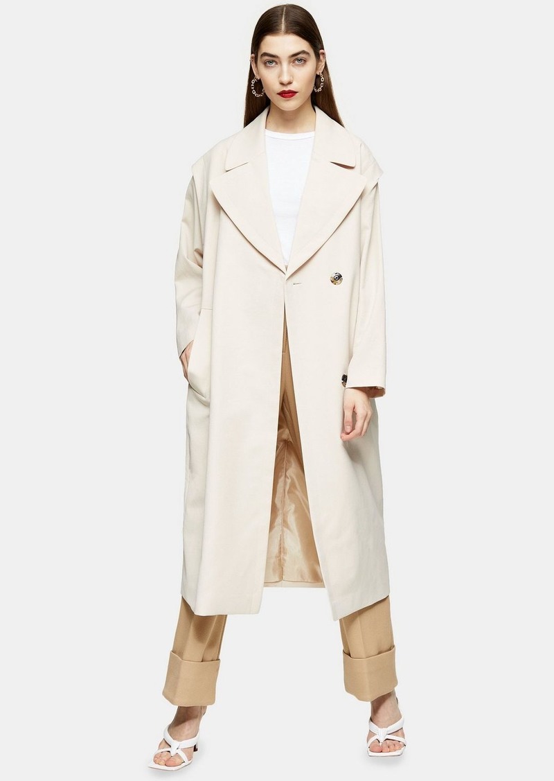 Clothing /Jackets Coats /Cream Lipped Shoulder Duster Coat 