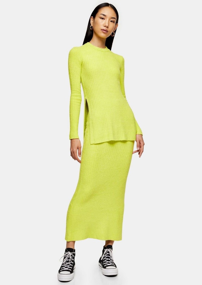 Neon Yellow Chenille Skirt By Topshop Boutique 